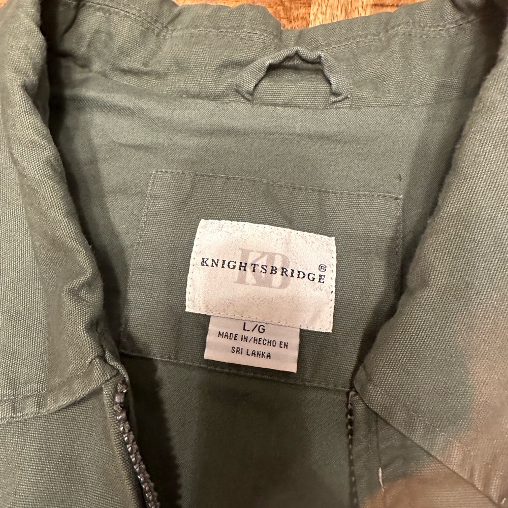 Men's Military-Style Olive Field Jacket with Front Zip - Picture 2 of 4